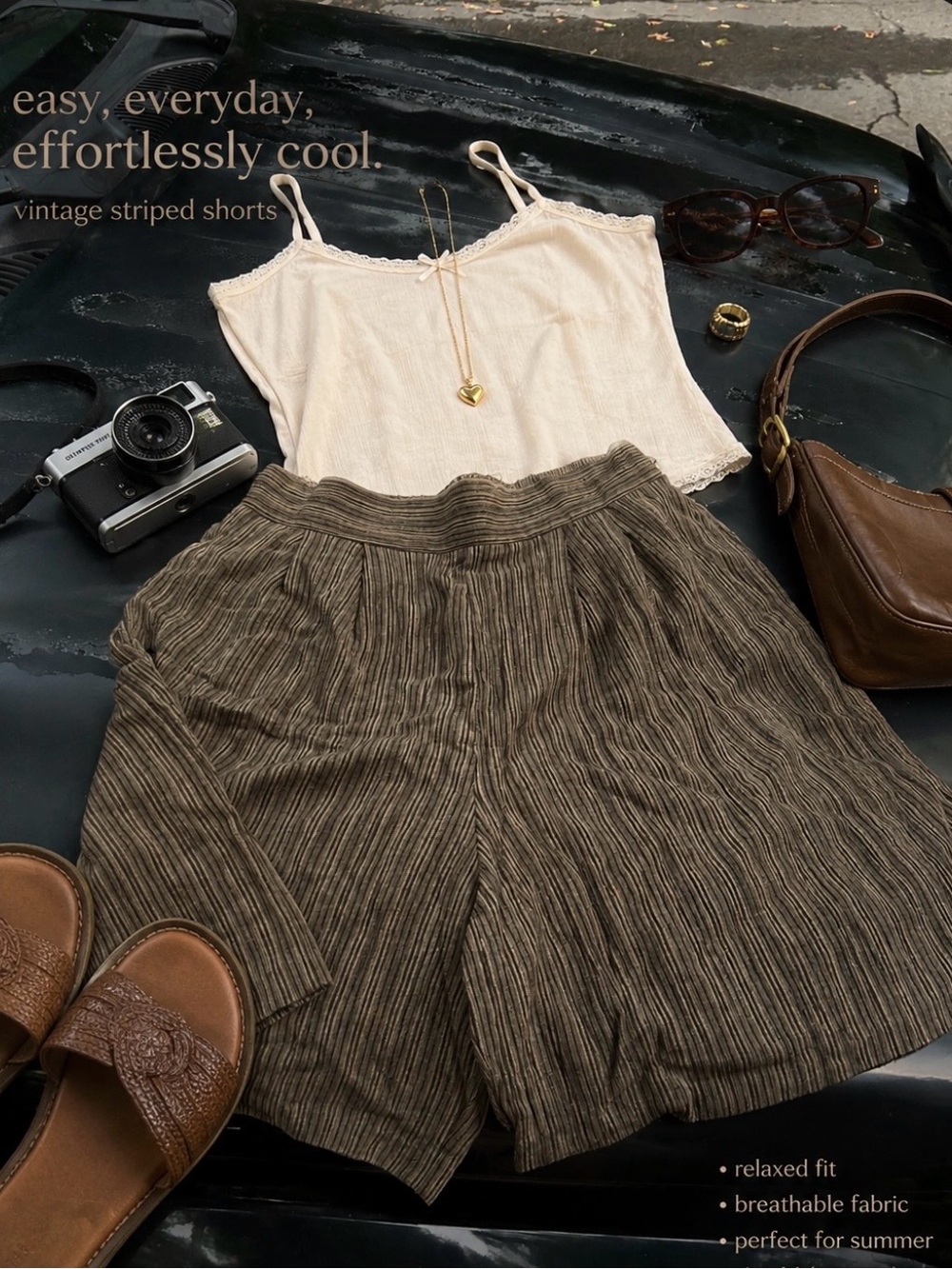 Relaxed Striped 80s-90s Vintage Shorts